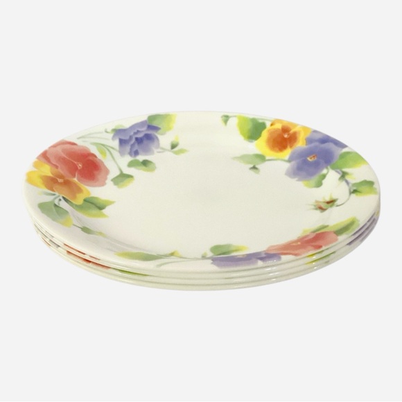 Corelle Summer Blush 7.25” Plates – Set of 4 –Pansy Floral Pattern Salad Dessert - Picture 4 of 6
